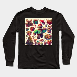 Roblox christmas collage Long Sleeve T-Shirt